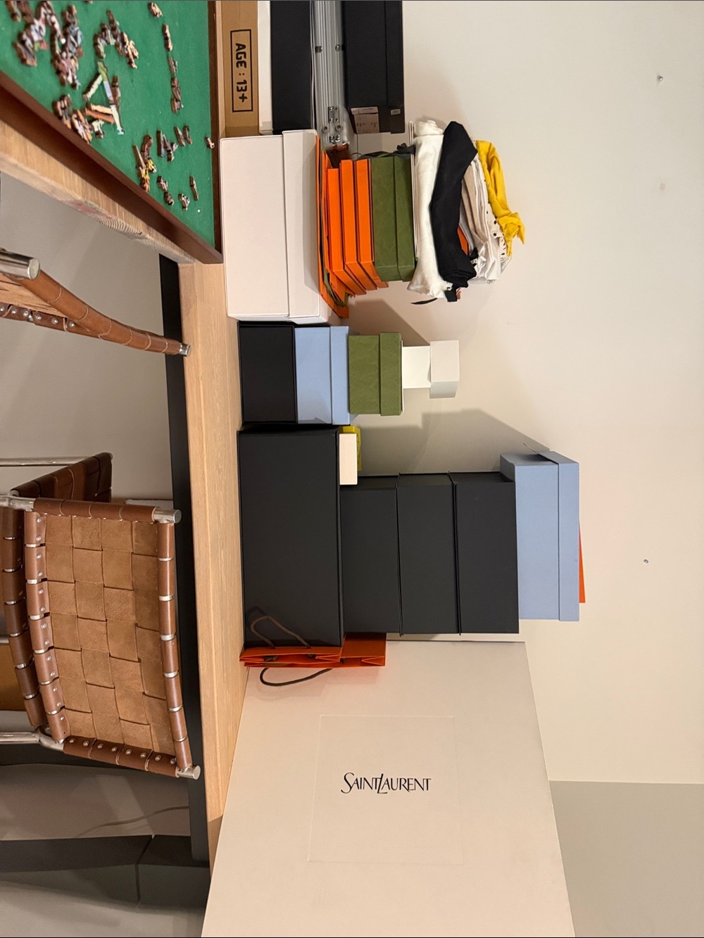 Saint Laurent Black, White, Light Blue and Orange Storage Set